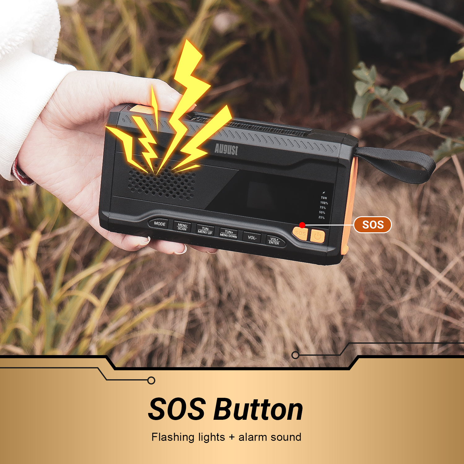 Mb290 MB290 Camping Radio and Torch with Solar, Wind Up and USB-C | August